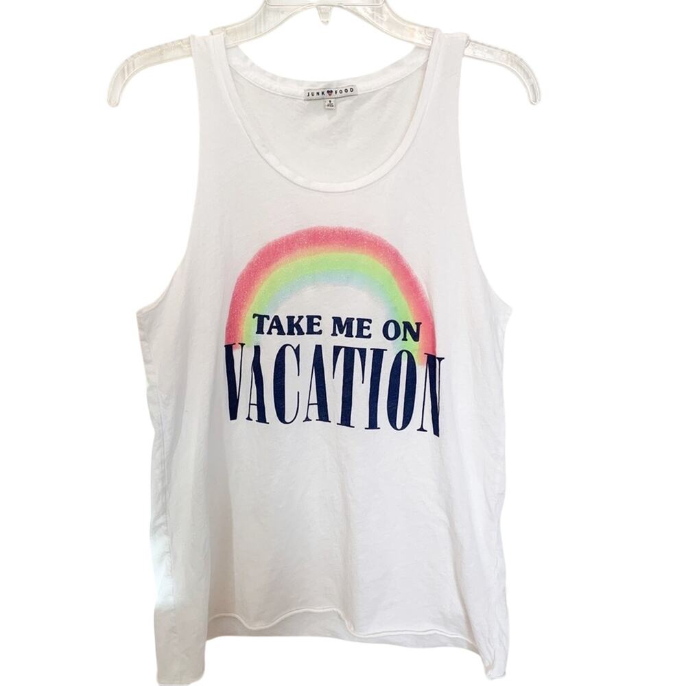 Junk Food Take Me On Vacation Glitter Rainbow Tank Small